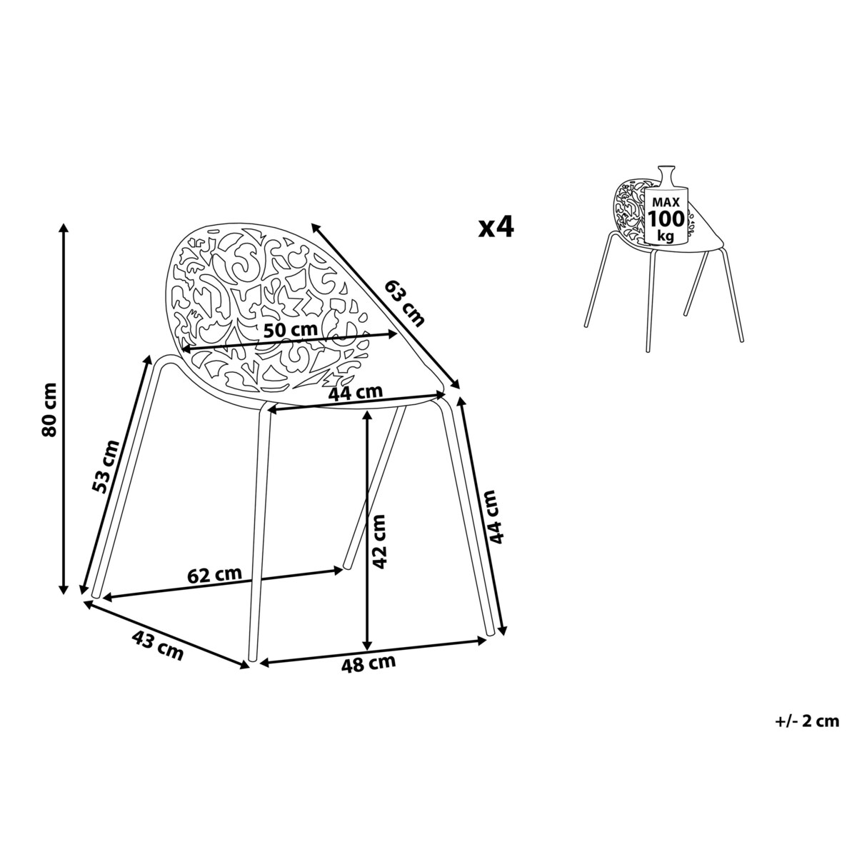 Zestaw 4 krzeseł do jadalni czarny MUMFORD