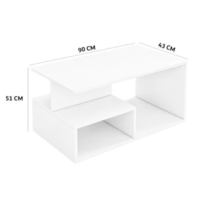 Ława stolik biały kawowy nowoczesny z półką loft 90 cm