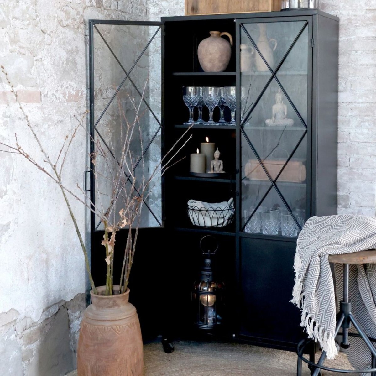 Witryna metalowa na kółkach Factory 160 cm