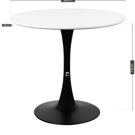 Stół okrągły 80cm biały blat nowoczesny minimalistyczny