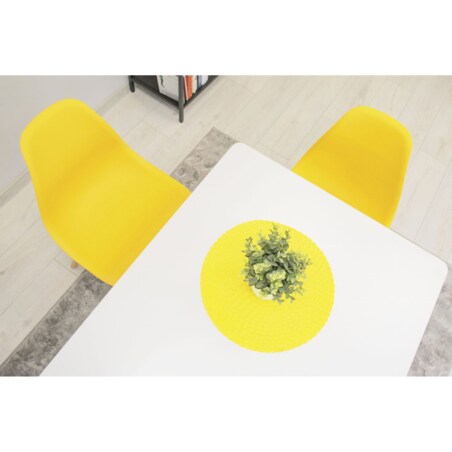 Krzesło Do Jadalni Kuchni Salonu Osaka Żółte / Nogi Naturalne X 4