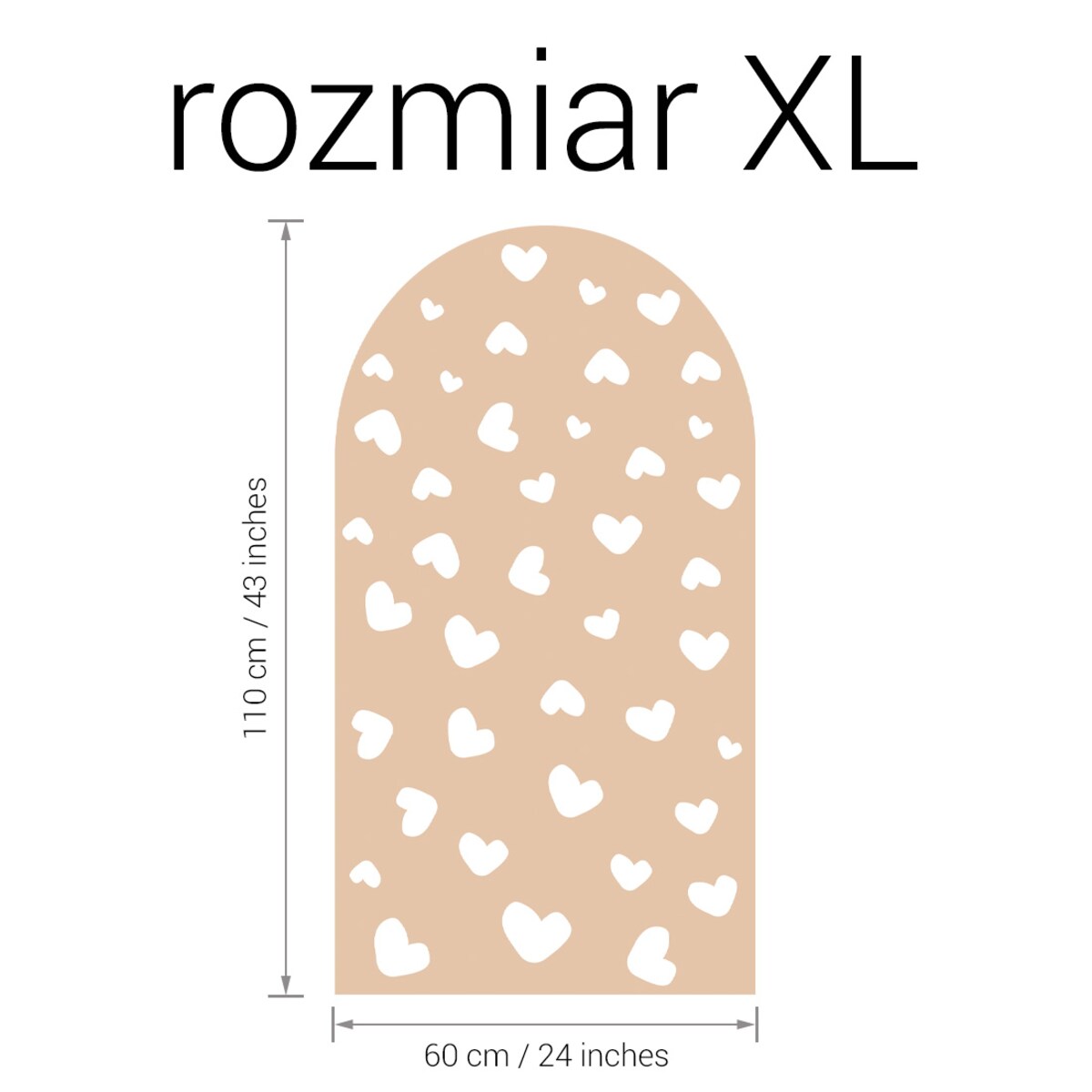 Naklejka na ścianę łuk beżowy - serca XL