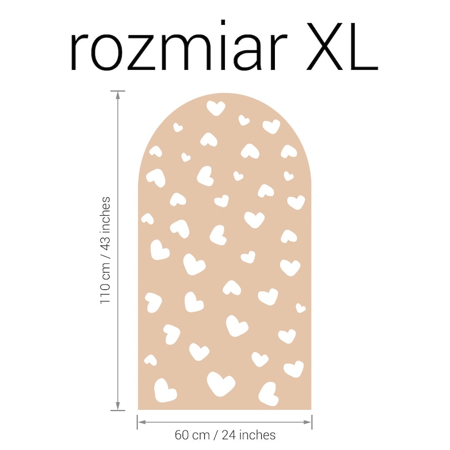 Naklejka na ścianę łuk beżowy - serca XL