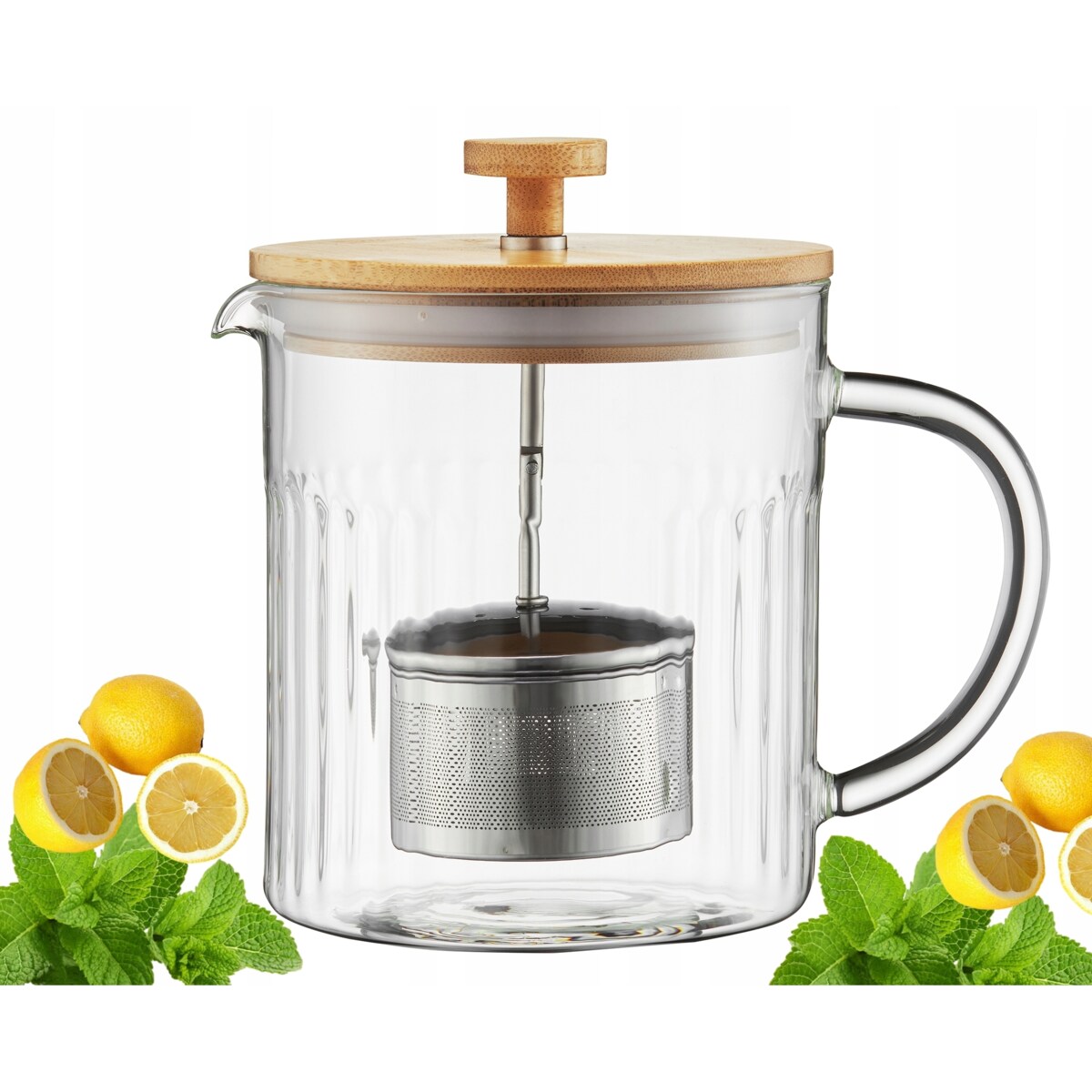 DZBANEK SZKLANY Z ZAPARZACZEM imbryk czajnik na zioła herbatę 1,2 L sitko