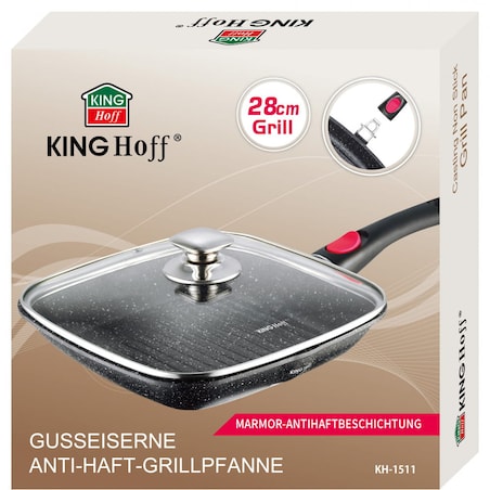 Patelnia grillowa z powłoką granitową 28cm z odpinanym uchwytem KINGHOFF