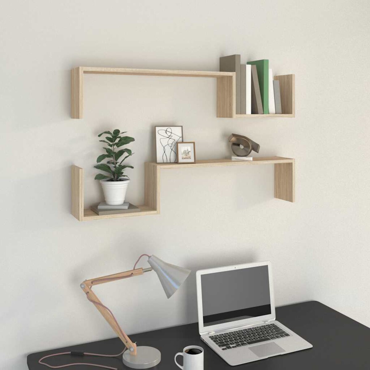 vidaXL Półki ścienne, 2 szt., dąb sonoma, 100x15x20 cm