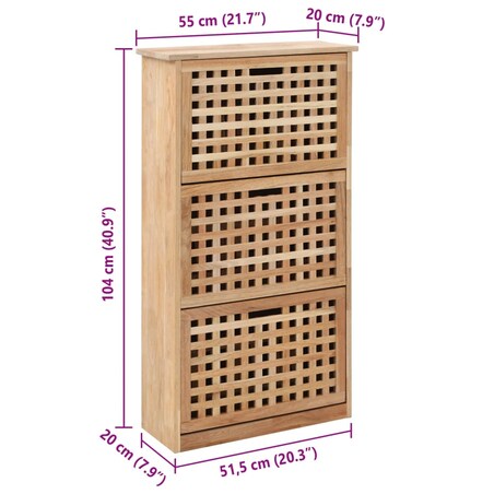 vidaXL Szafka na buty, 55x20x104 cm, lite drewno orzecha włoskiego