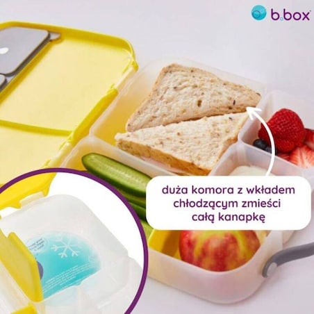 Lunchbox dla dzieci i dorosłych - śniadaniówka z przegródkami i wkładem chłodzącym Blue Blaze, b.box