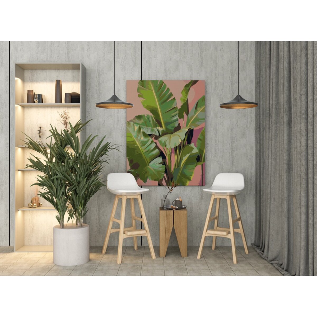 Malowanie po numerach, zestaw DIY – LIŚCIE PALMY 50x70 cm- Produkt PL