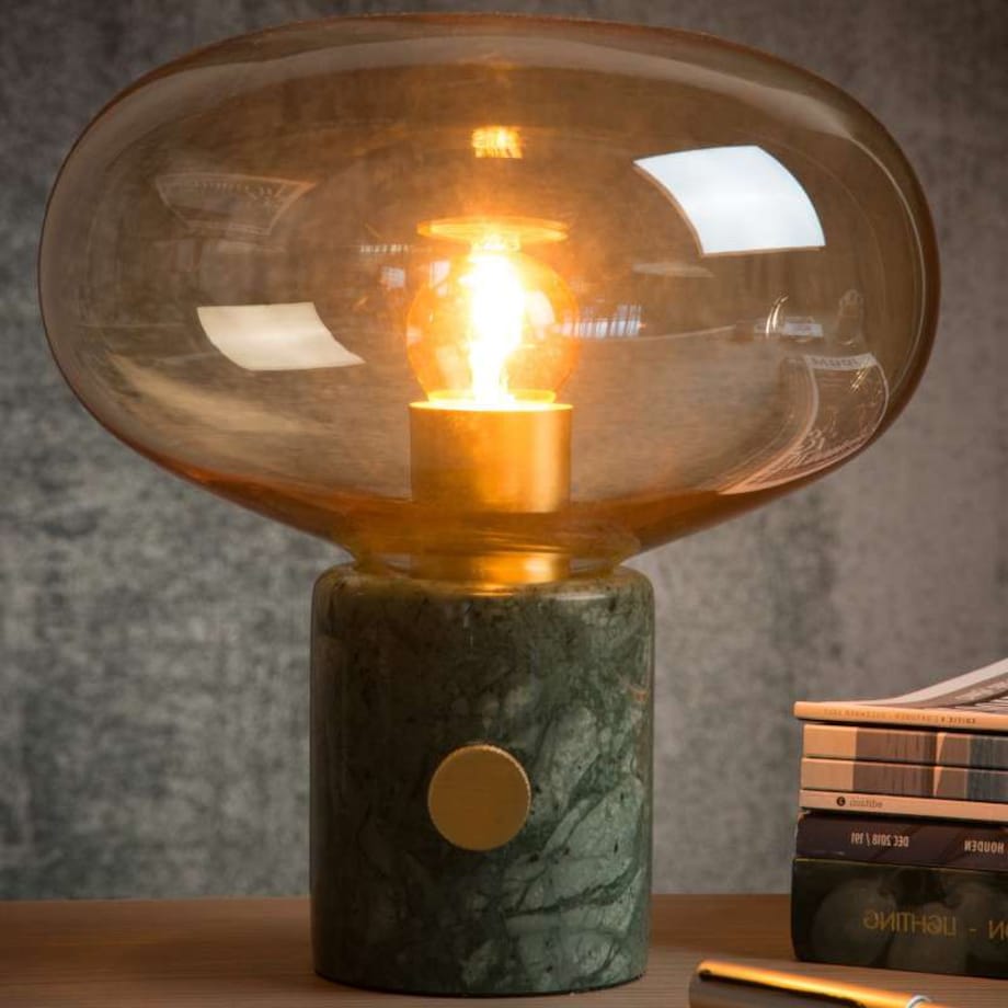 Loftowa LAMPA stołowa CHARLIZE 03520/01/62 Lucide marmurowa LAMPKA stojąca zielona bursztynowa