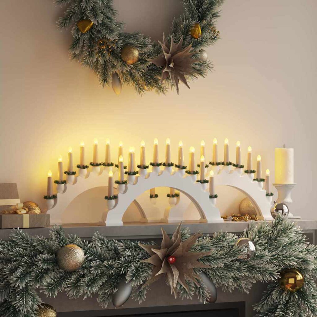 vidaXL Świąteczny Łuk Świec z 10 Świecami LED 3 pcs Biały