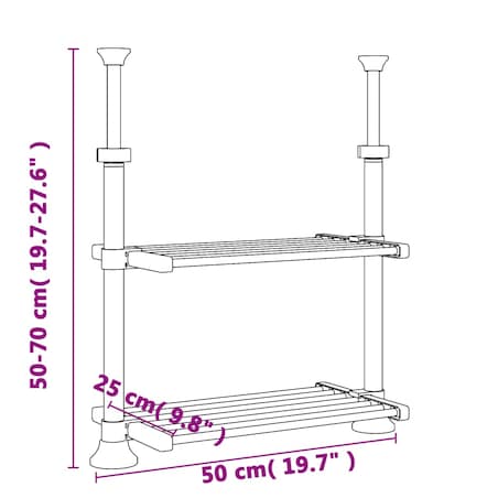 vidaXL Regał do kuchni, 50x25x(50-70)cm, aluminium