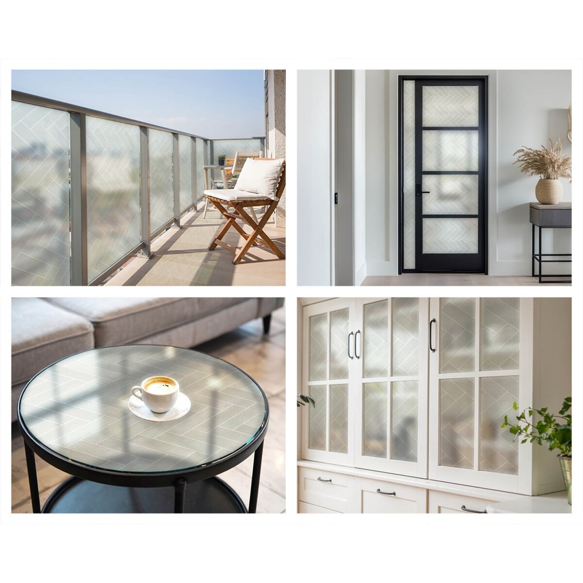 Naklejka na okno chroniąca prywatność - Subtelny wzór jodełki szarego odcienia - 100x146 cm