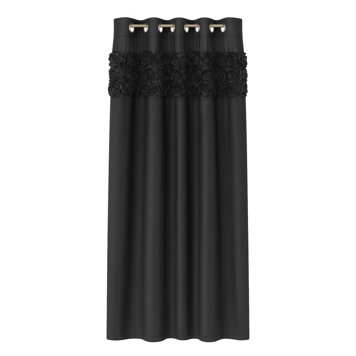 Zasłona welurowa "royal roses" z wyszywanymi różami 140x250 cm przelotka | czarna
