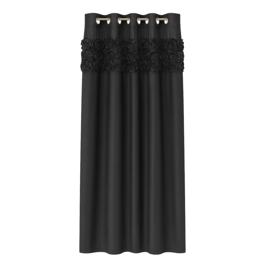 Zasłona welurowa "royal roses" z wyszywanymi różami 140x250 cm przelotka | czarna