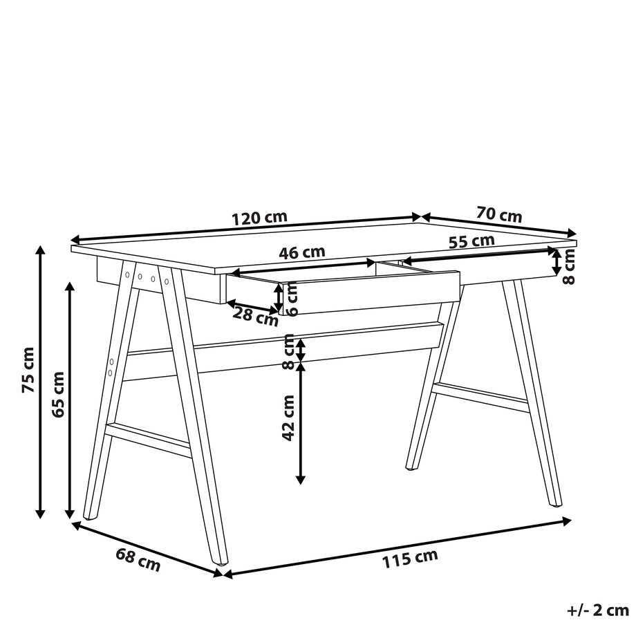 Biurko SHESLAY Jasnobrązowy 120 cm 70 cm z szufladami