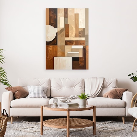 Obraz do salonu sypialni kuchni, Beżowa Abstrakcja Figury