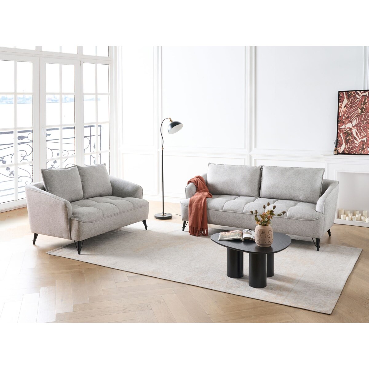 Komplet wypoczynkowy 5-osobowy szary HOBRO