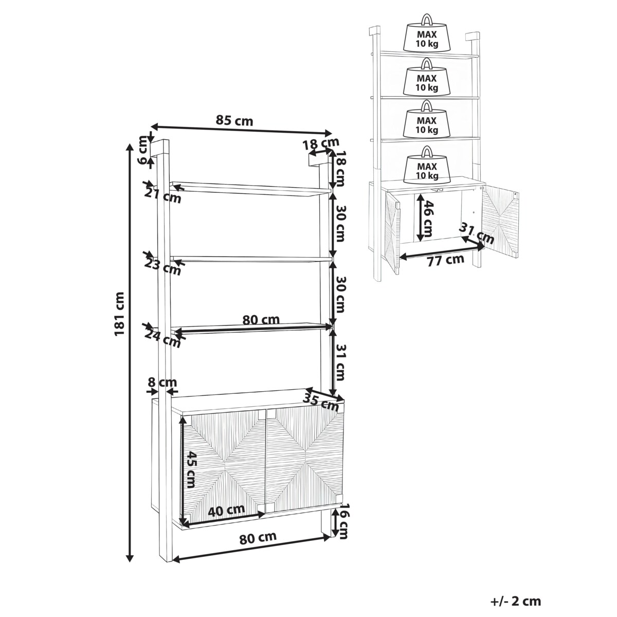 Regał na książki BONDI 181 cm Jasnobrązowy