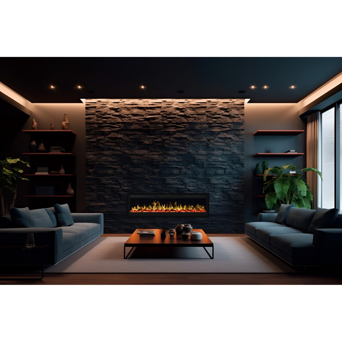 Kominek elektryczny AFLAMO Majestic 26 - ścienny i do zabudowy - 66x42x12 cm - kominek LED z funkcją grzania 750/1500 W