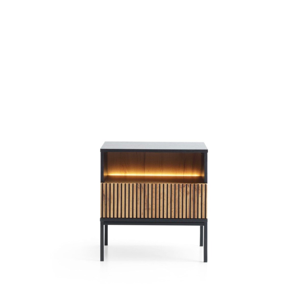 Szafka nocna Novel czarna/dąb wotan