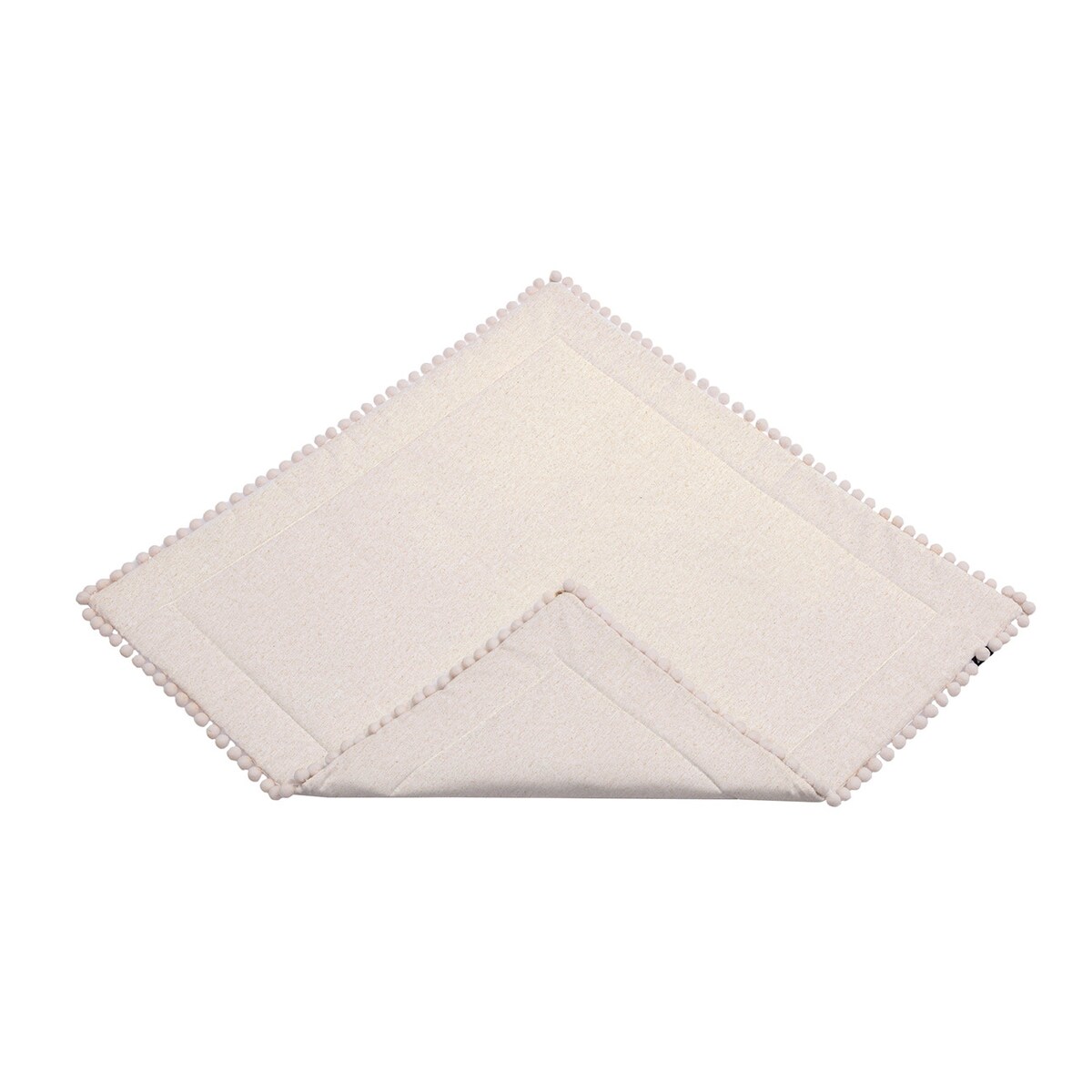 Mata do tipi z pomponikami, melanż szaro-beżowy, 110 x 3 x 110 cm, Happiness