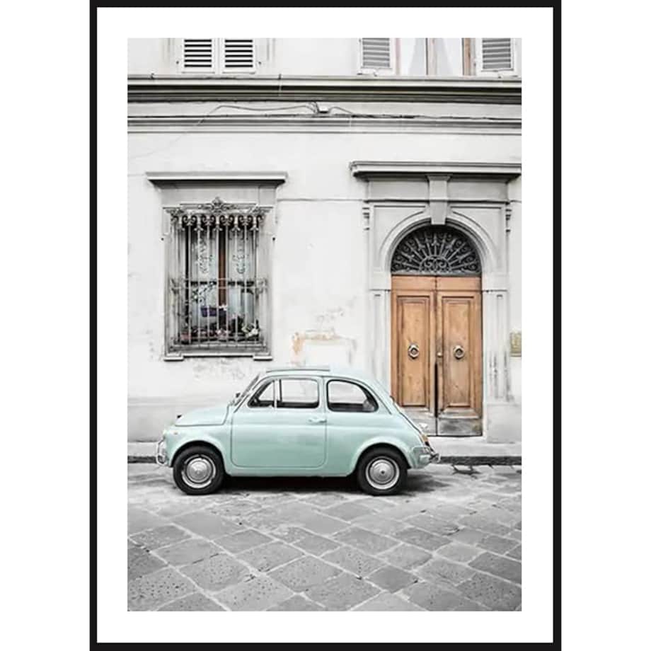 Poster Story, Plakat, Obraz - Miętowe Włoskie Auto, wymiary 30 x 42 cm