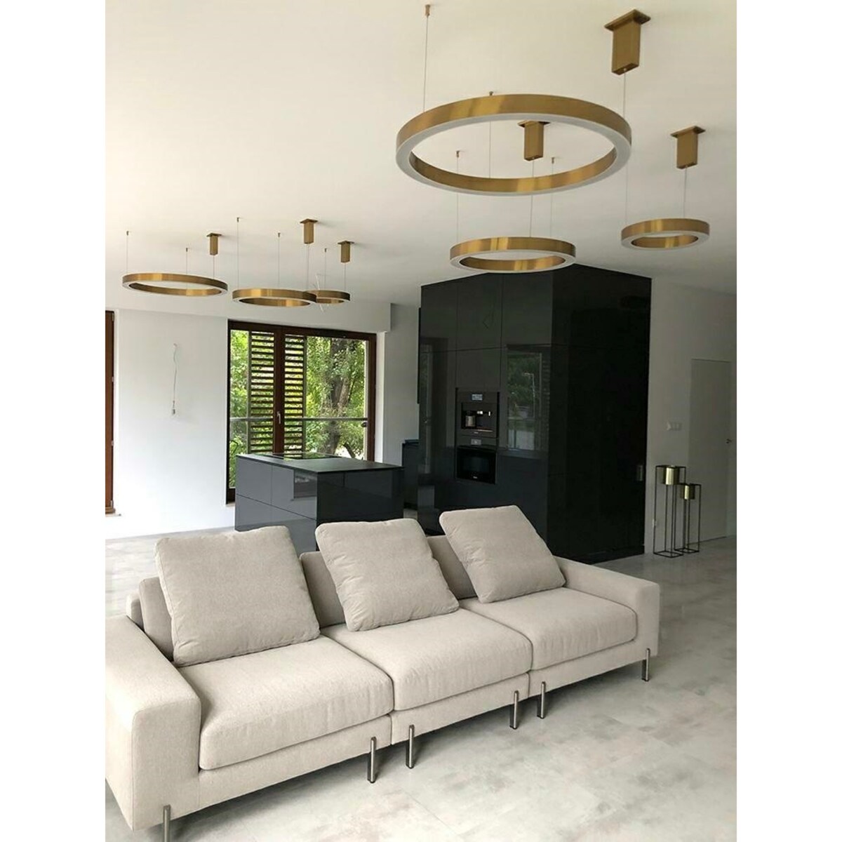 Złota lampa wisząca Ring okrągła LED 38W 3000K nad stół