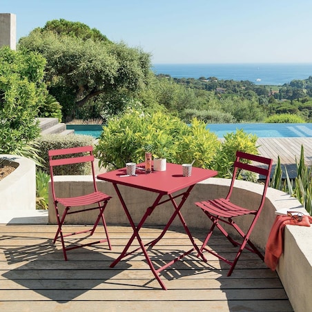 METALOWE KRZESŁO ogrodowe SKŁADANE czerwone Greensboro