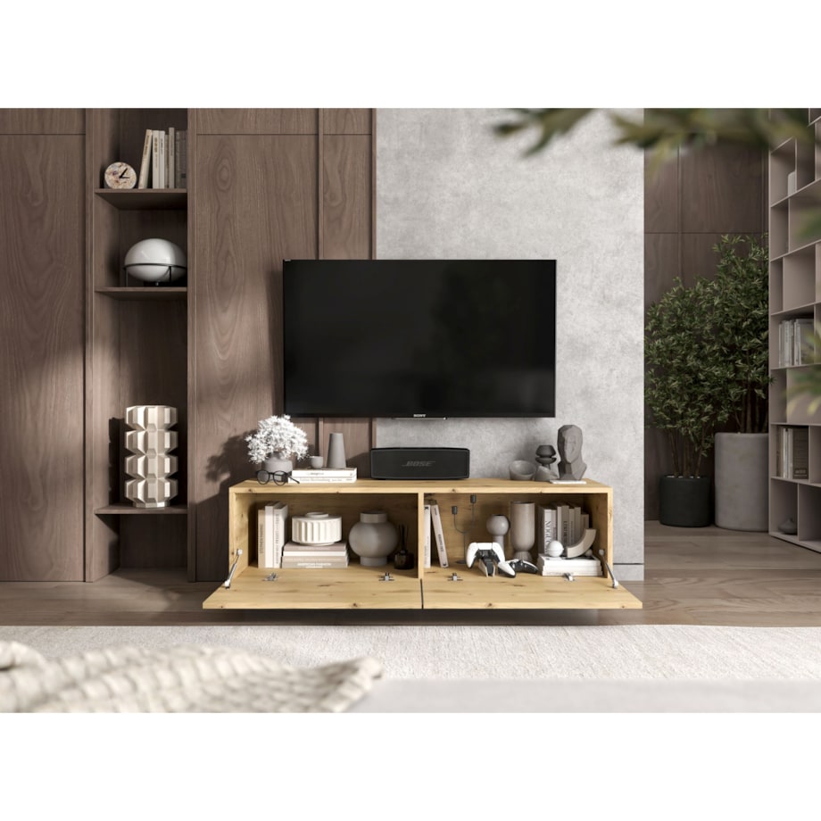 Szafka RTV Komoda Loft Industrialna stojąca / wisząca Dąb Artisan Mat 120 cm