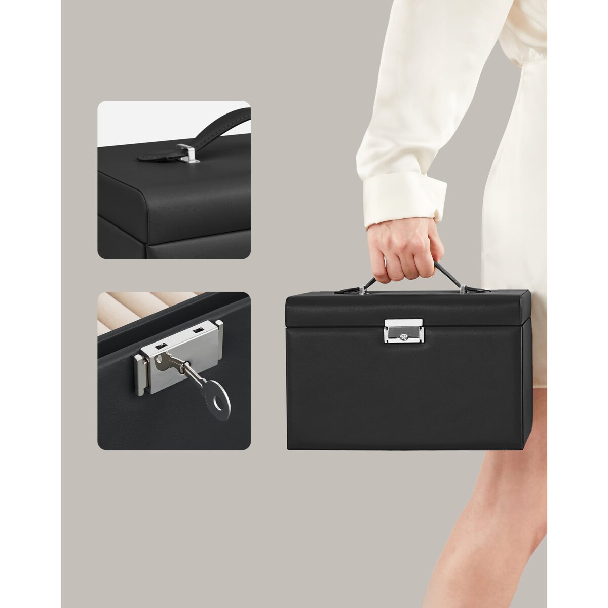 Kasetka Na Biżuterię 26X18,2X14 Cm Czarny