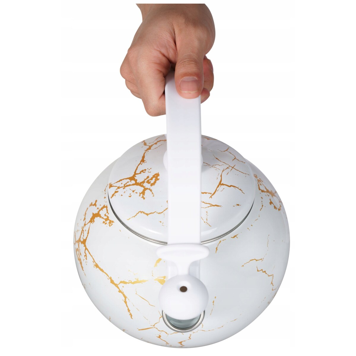 Czajnik Emaliowany Retro 2.2L Z Gwizdkiem - Biały Stal Węglowa Indukcja Gaz