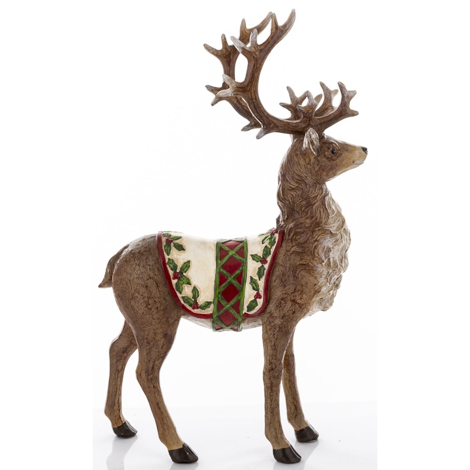 Figurka - stojący jeleń 35x9x21 cm OLEN-3 z białą derką