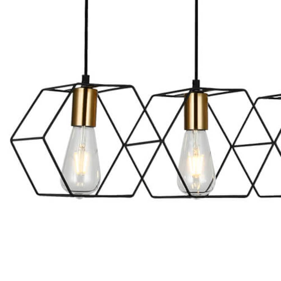 Druciana lampa wisząca Aina do jadalni loft czarna złota