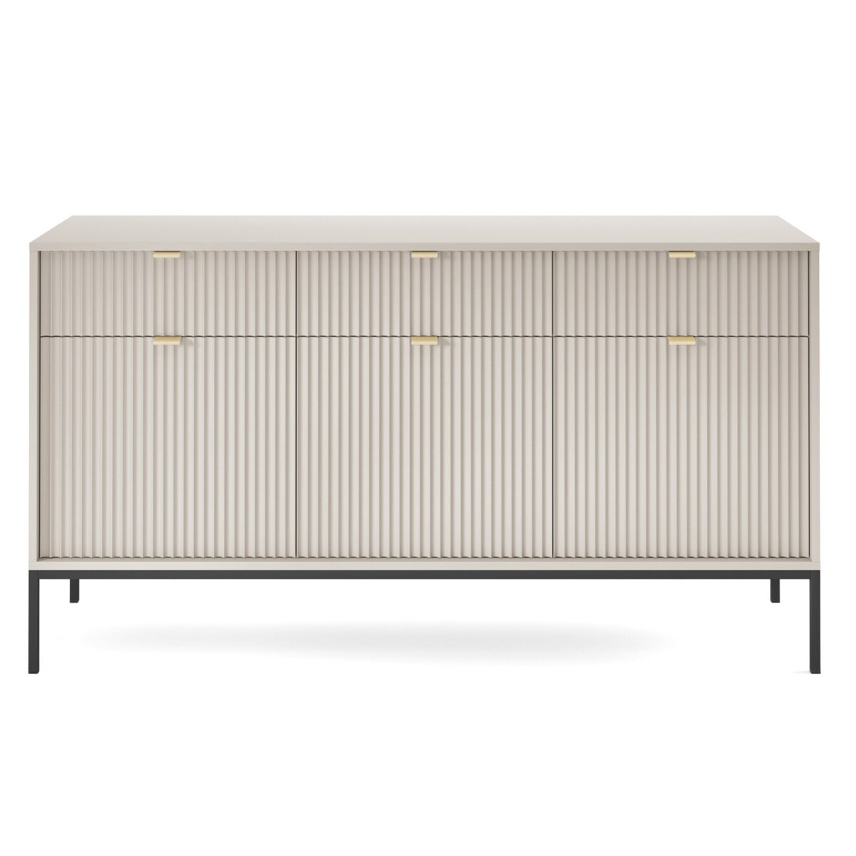 Nowoczesna komoda ryflowana NEW KSZ154 - kaszmirowa + st. czarny