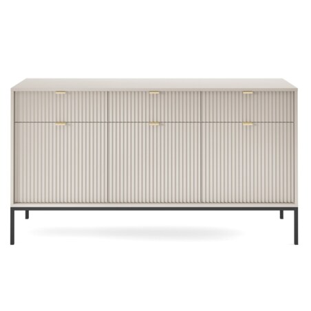 Nowoczesna komoda ryflowana NEW KSZ154 - kaszmirowa + st. czarny