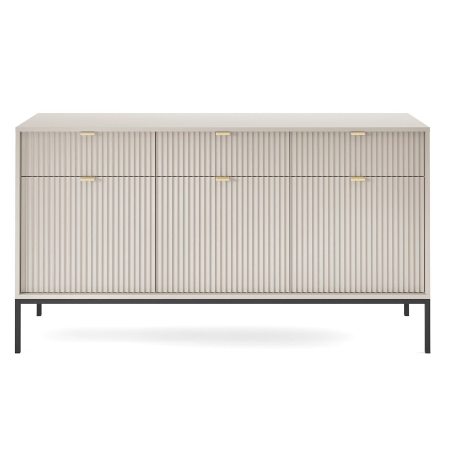 Nowoczesna komoda ryflowana NEW KSZ154 - kaszmirowa + st. czarny