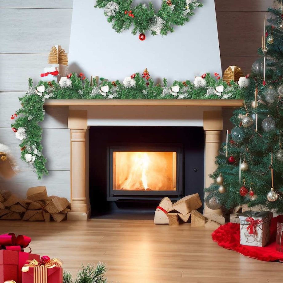 vidaXL Świąteczna girlanda z lampkami LED, zielona, 2,7 m, PVC