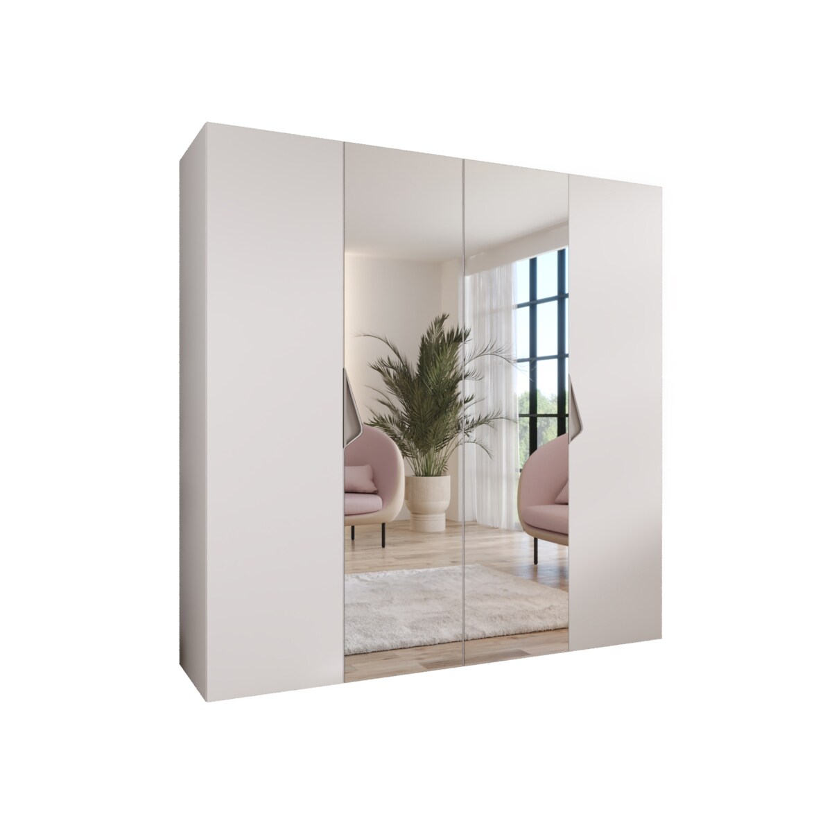 Szafa uchylna z lustrem Sandi 2 200 wys 202 cm Biały + u Kaszmir