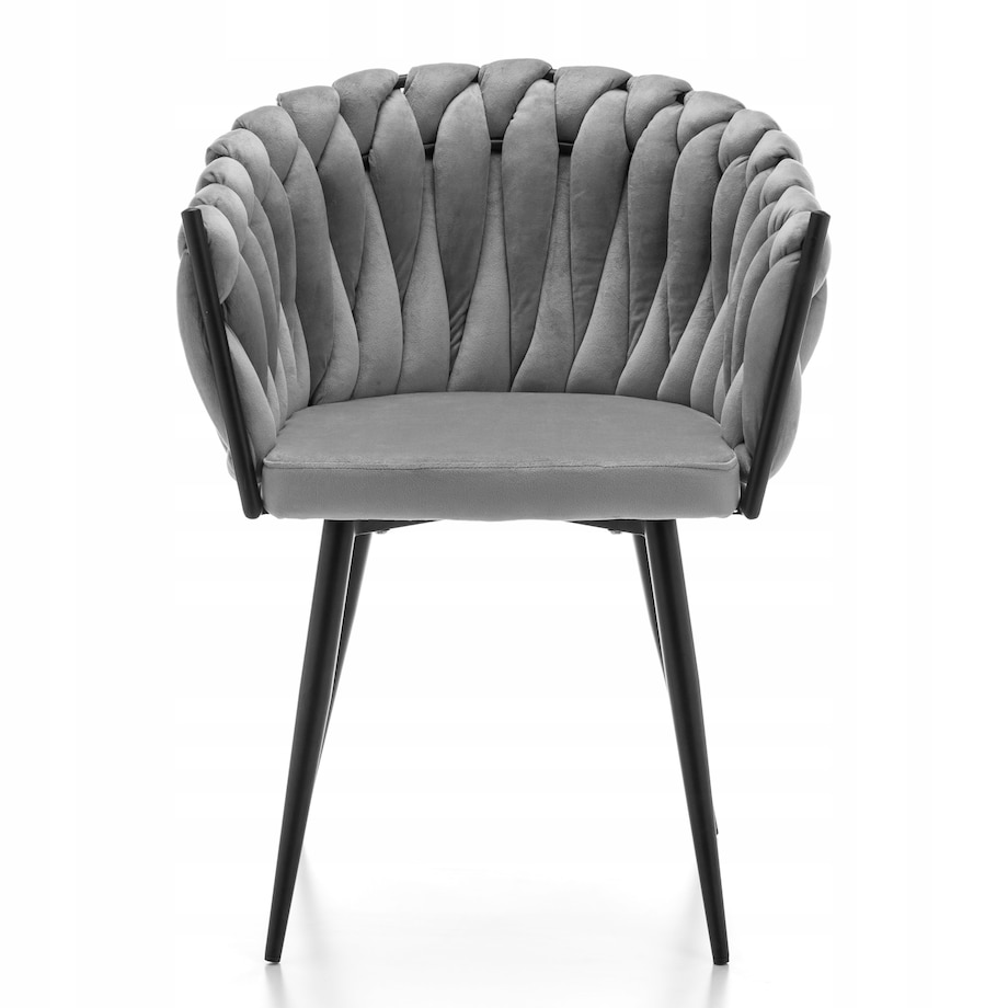 Krzesło tapicerowane plecione glamour salon welurowe LATINA jasnoszara
