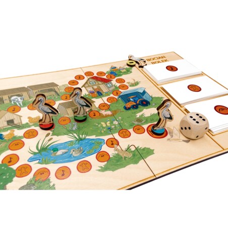 Rodzinna edukacyjna gra planszowa drewniana dla dzieci - Bocian Bolek