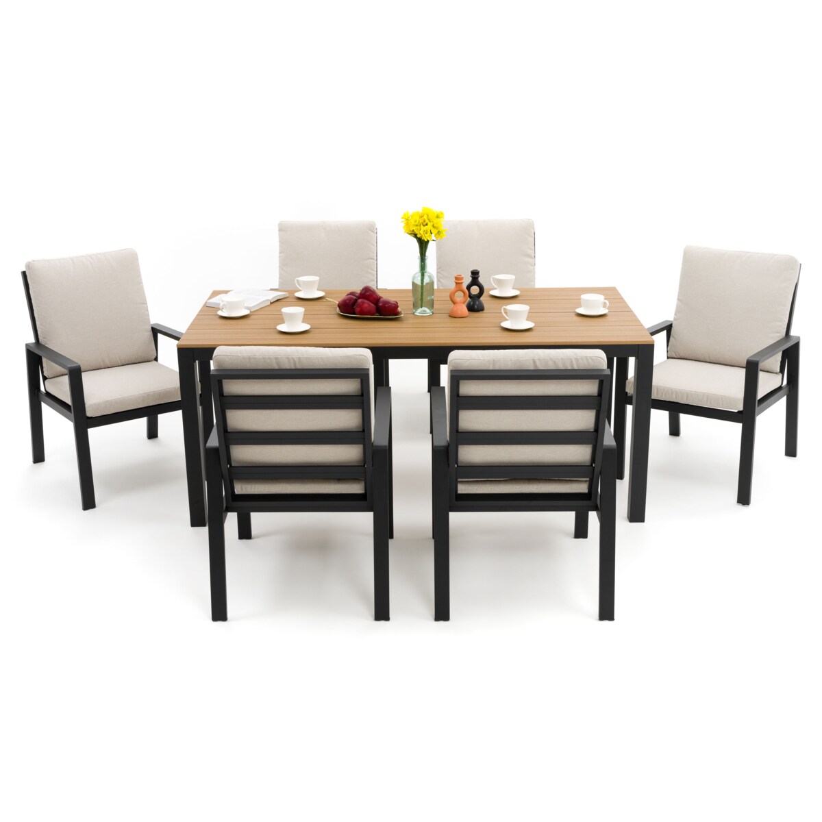 Zestaw mebli ogrodowych aluminiowe nowoczesne ATOL grafitowo beżowe