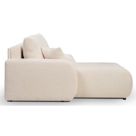Narożnik z funkcją spania ALOO, lewostronny, tkanina boucle-kremowa