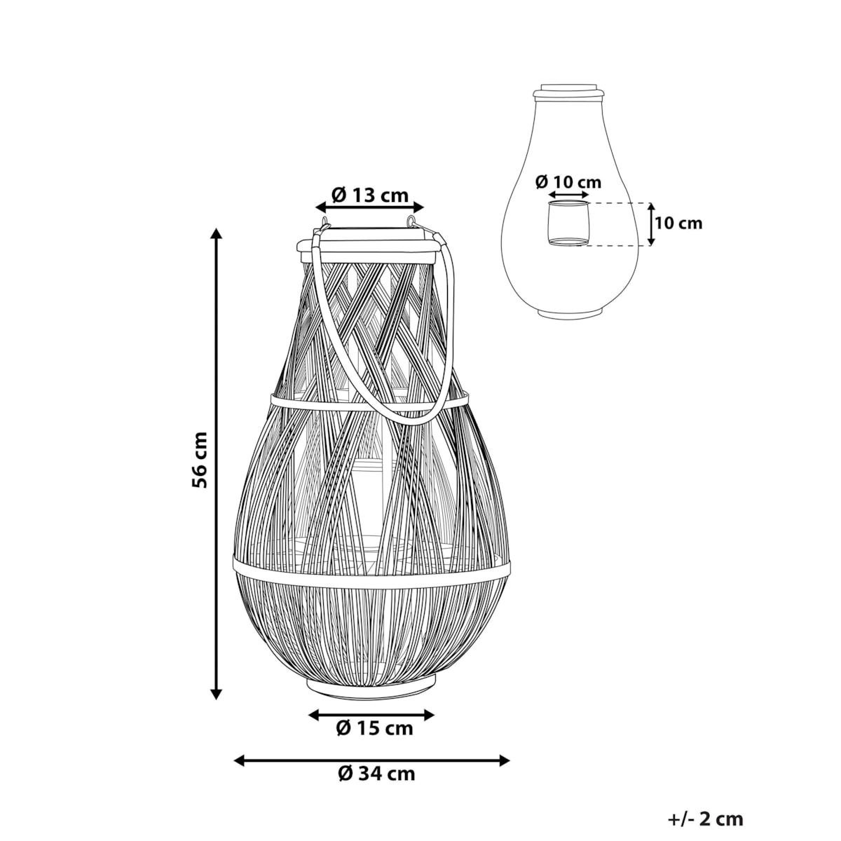Lampion drewniany 56 cm naturalny TONGA