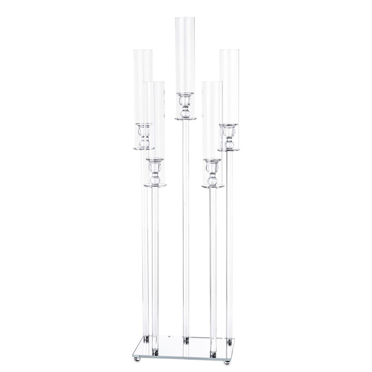 Świecznik ozdobny szklany na 5 świec 104x33x20 cm MULTISY transparent