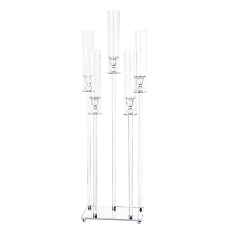 Świecznik ozdobny szklany na 5 świec 104x33x20 cm MULTISY transparent