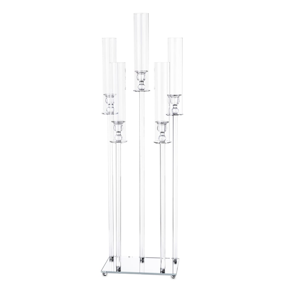 Świecznik ozdobny szklany na 5 świec 104x33x20 cm MULTISY transparent