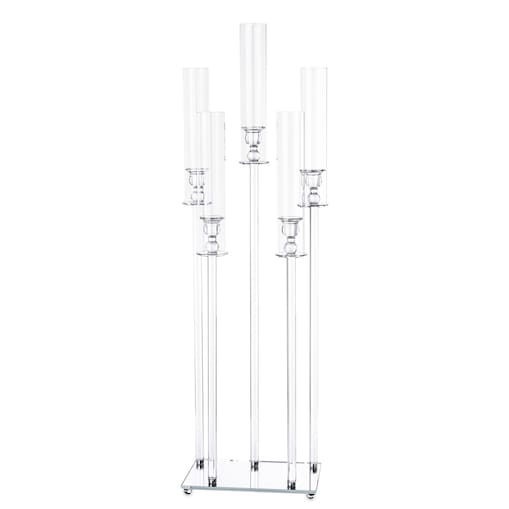 Świecznik ozdobny szklany na 5 świec 104x33x20 cm MULTISY transparent