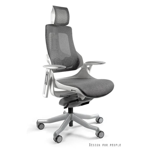 Fotel biurowy WAU biały/szary siatka