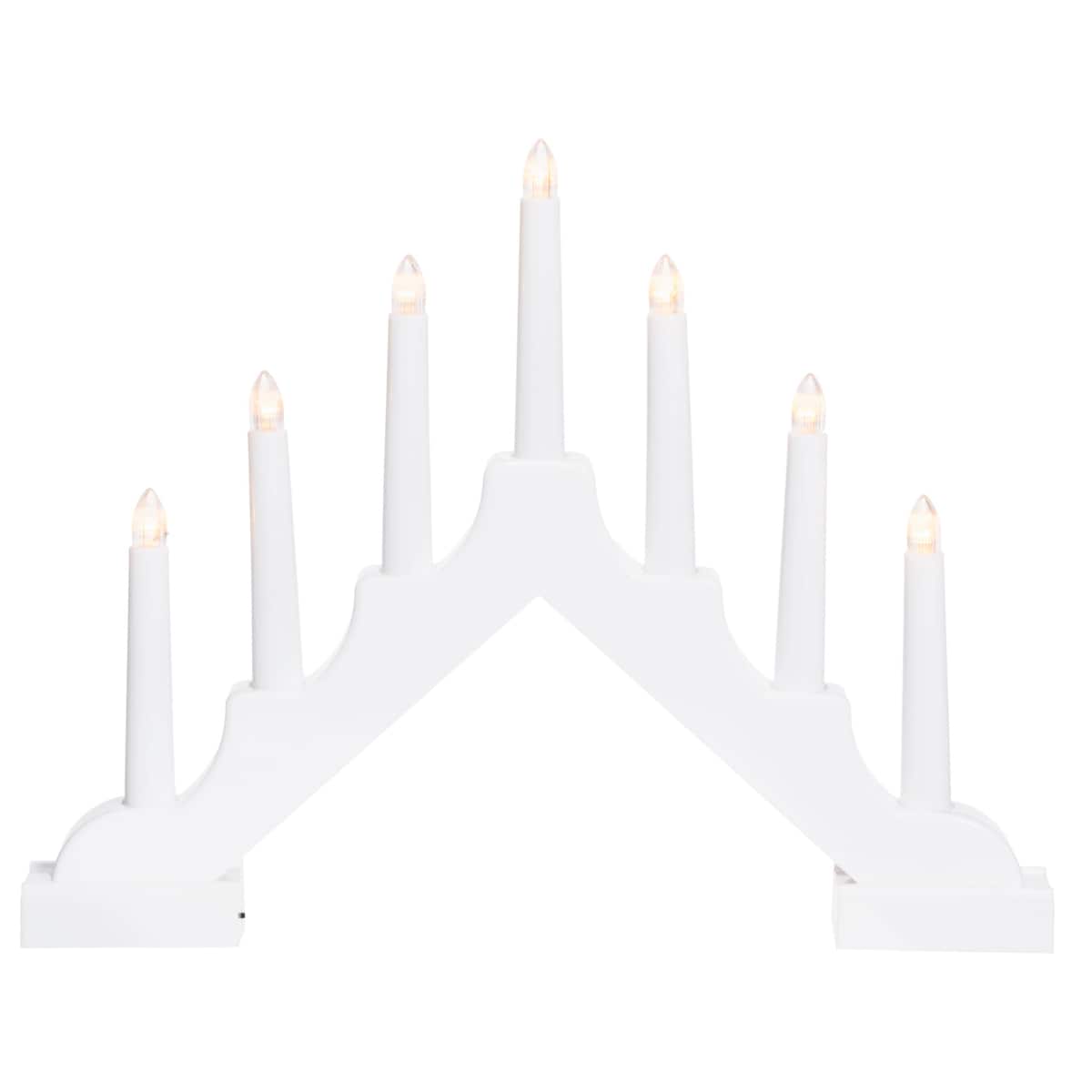 Świecznik adwentowy LED, 7 lampek, 29 cm, na baterie, kolor biały, tworzywo sztuczne